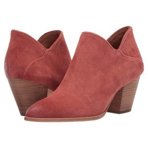 frye • reed rosewood red suede rust ankle point booties boots